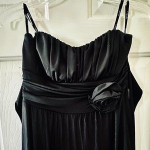 Womens Formal Floor Length Strapless Black Dress